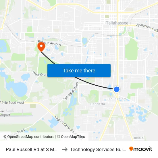 Paul Russell Rd at S Monroe St Eb to Technology Services Building (Elbit) map