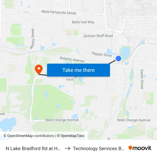 N Lake Bradford Rd at Hernando Dr Sb to Technology Services Building (Elbit) map