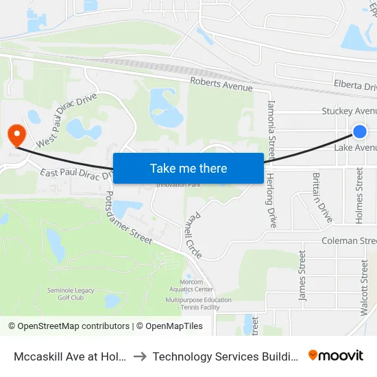 Mccaskill Ave at Holmes St to Technology Services Building (Elbit) map