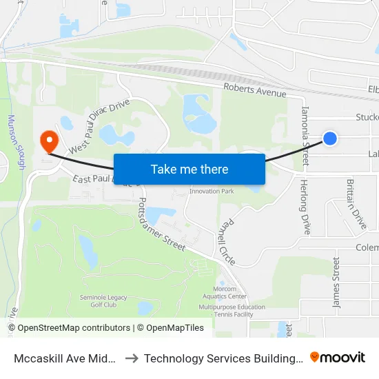 Mccaskill Ave Midblock to Technology Services Building (Elbit) map