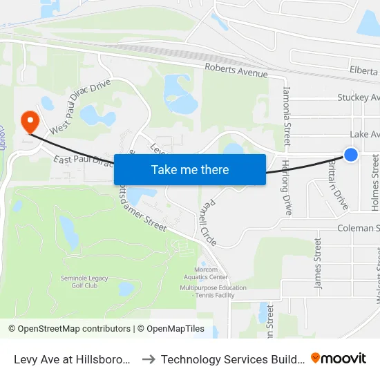 Levy Ave at Hillsborough St Eb to Technology Services Building (Elbit) map