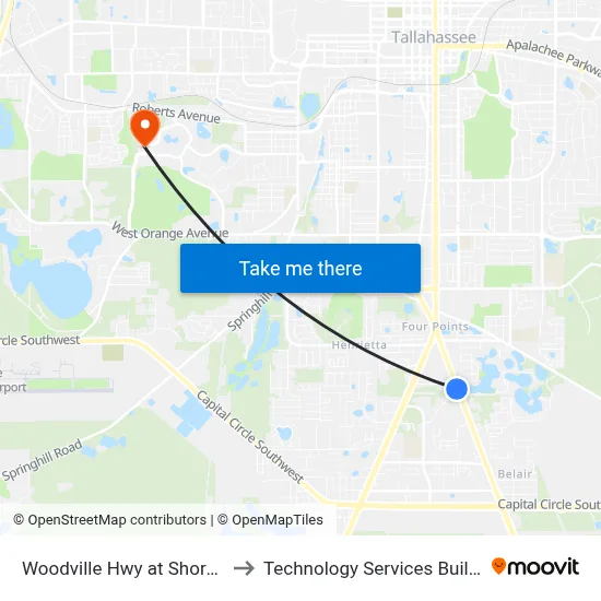 Woodville Hwy at Shoreline Dr Sb to Technology Services Building (Elbit) map