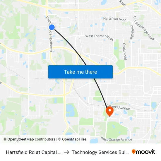 Hartsfield Rd at Capital Cir NW Wb to Technology Services Building (Elbit) map