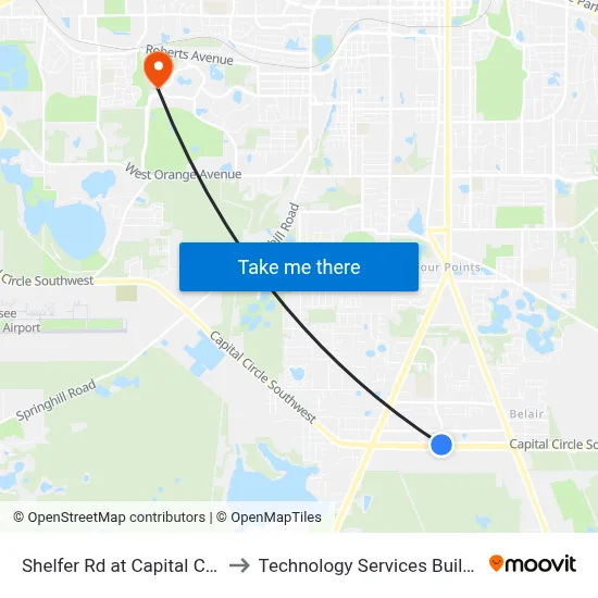 Shelfer Rd at Capital Circ SW Sb to Technology Services Building (Elbit) map