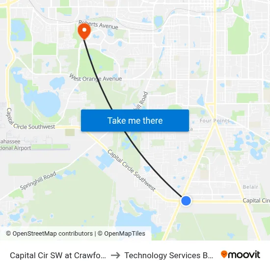 Capital Cir SW at Crawfordville Rd Wb to Technology Services Building (Elbit) map