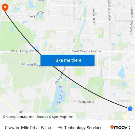 Crawfordville Rd at Wilson Green Blvd Nb to Technology Services Building (Elbit) map
