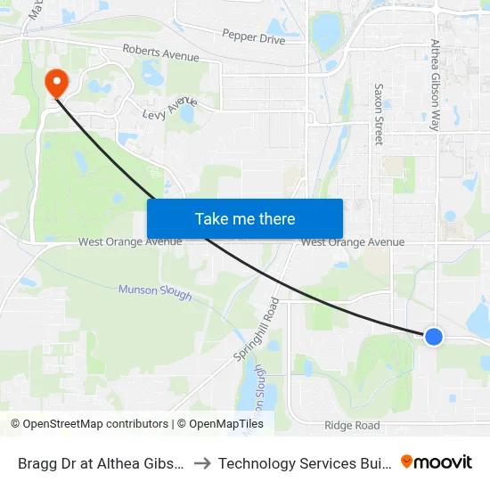 Bragg Dr at Althea Gibson Way Wb to Technology Services Building (Elbit) map