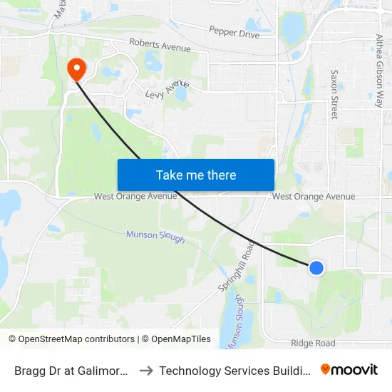 Bragg Dr at Galimore Dr Wb to Technology Services Building (Elbit) map