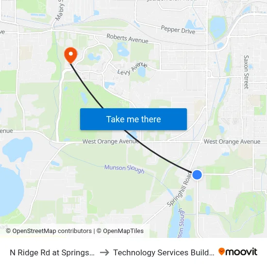 N Ridge Rd at Springsax Rd Sb to Technology Services Building (Elbit) map