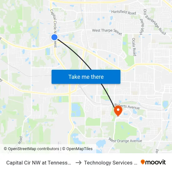 Capital Cir NW at Tennessee Capital Blvd Sb to Technology Services Building (Elbit) map