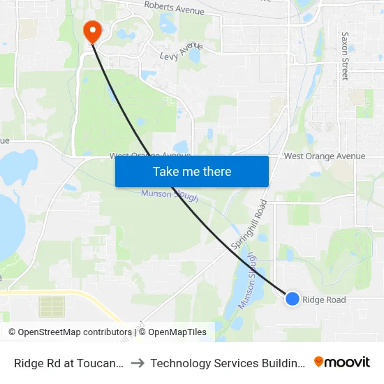 Ridge Rd at Toucan Dr Eb to Technology Services Building (Elbit) map