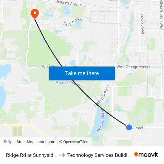 Ridge Rd at Sunnyside Dr Eb to Technology Services Building (Elbit) map