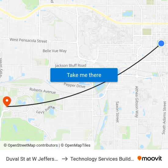 Duval St at W Jefferson St Nb to Technology Services Building (Elbit) map