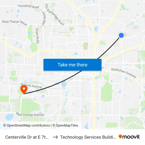 Centerville Dr at E 7th Ave Sb to Technology Services Building (Elbit) map