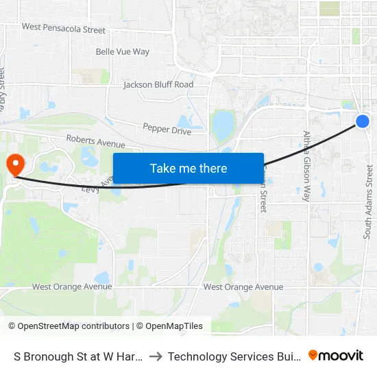S Bronough St at W Harrison St Sb to Technology Services Building (Elbit) map