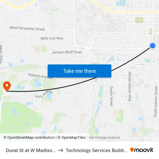 Duval St at W Madison St Nb to Technology Services Building (Elbit) map