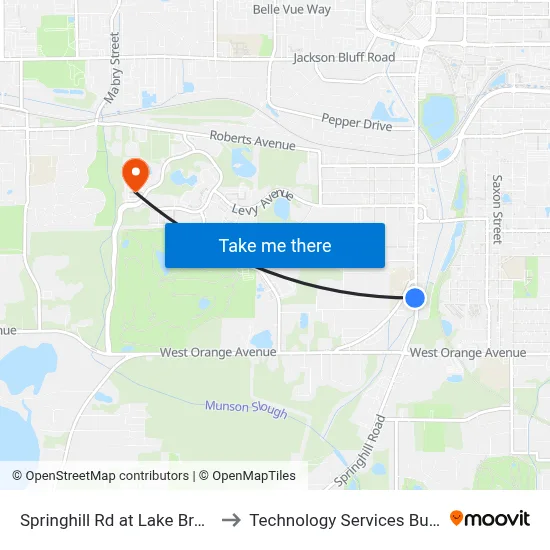 Springhill Rd at Lake Bradford Rd Sb to Technology Services Building (Elbit) map