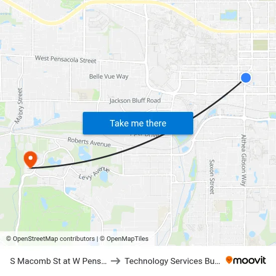 S Macomb St at W Pensacola St Nb to Technology Services Building (Elbit) map
