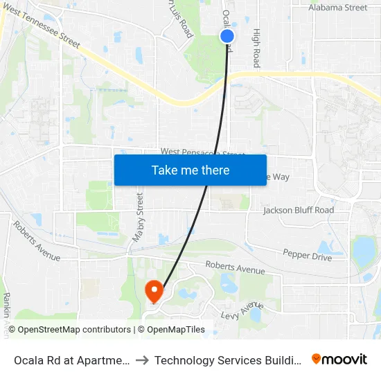 Ocala Rd at Apartments Nb to Technology Services Building (Elbit) map