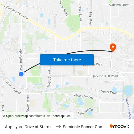 Appleyard Drive at Starmetro to Seminole Soccer Complex map