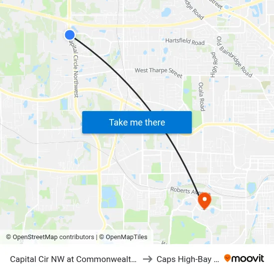 Capital Cir NW at Commonwealth Blvd to Caps High-Bay Lab map