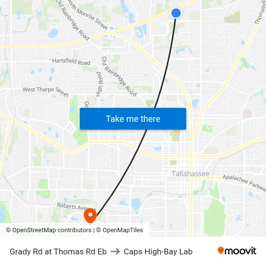 Grady Rd at Thomas Rd Eb to Caps High-Bay Lab map