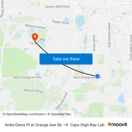 Anita Davis Pl at Orange Ave Sb to Caps High-Bay Lab map
