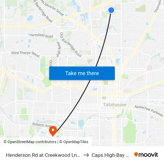 Henderson Rd at Creekwood Ln Wb to Caps High-Bay Lab map