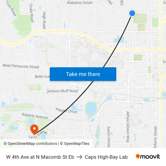 W 4th Ave at N Macomb St Eb to Caps High-Bay Lab map