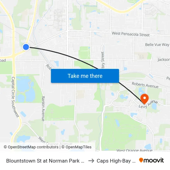 Blountstown St at Norman Park Dr Nb to Caps High-Bay Lab map