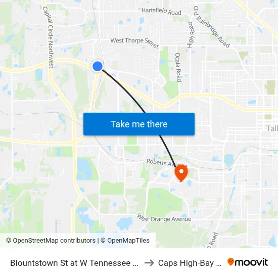 Blountstown St at W Tennessee St Nb to Caps High-Bay Lab map