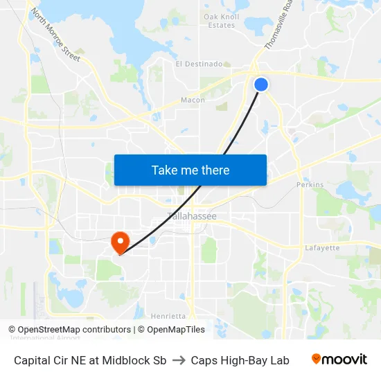 Capital Cir NE at Midblock Sb to Caps High-Bay Lab map