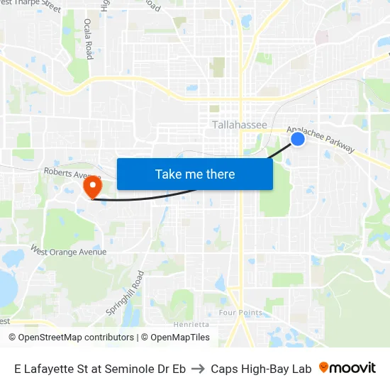 E Lafayette St at Seminole Dr Eb to Caps High-Bay Lab map