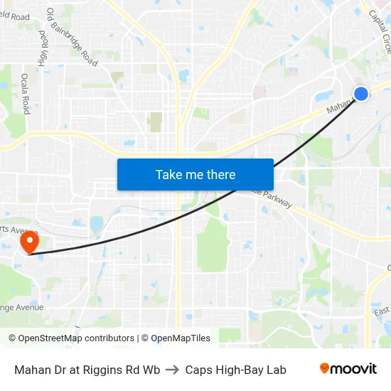 Mahan Dr at Riggins Rd Wb to Caps High-Bay Lab map