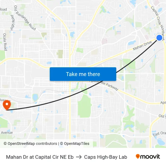 Mahan Dr at Capital Cir NE Eb to Caps High-Bay Lab map