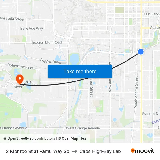 S Monroe St at Famu Way Sb to Caps High-Bay Lab map