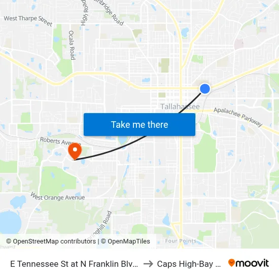 E Tennessee St at N Franklin Blvd Eb to Caps High-Bay Lab map