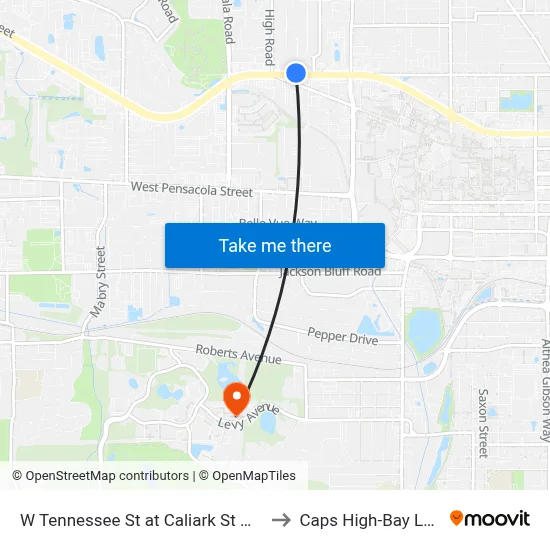 W Tennessee St at Caliark St Wb to Caps High-Bay Lab map
