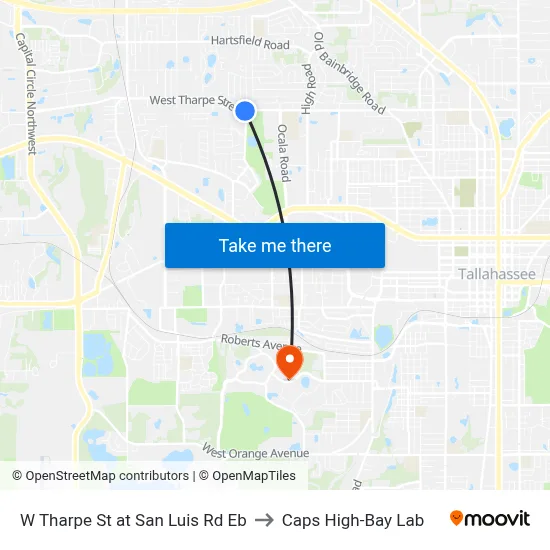 W Tharpe St at San Luis Rd Eb to Caps High-Bay Lab map