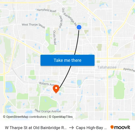 W Tharpe St at Old Bainbridge Rd Eb to Caps High-Bay Lab map