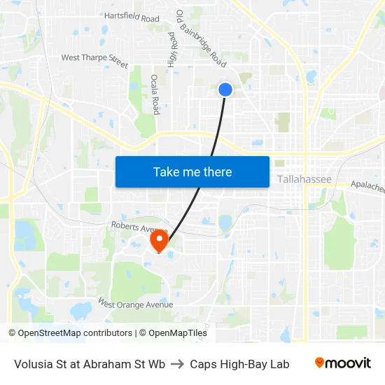 Volusia St at Abraham St Wb to Caps High-Bay Lab map