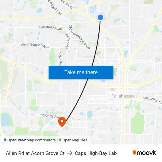 Allen Rd at Acorn Grove Ct to Caps High-Bay Lab map