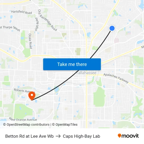 Betton Rd at Lee Ave Wb to Caps High-Bay Lab map
