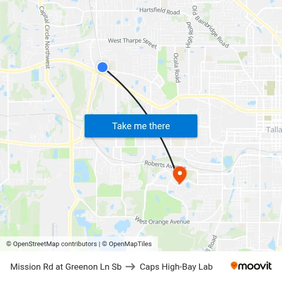 Mission Rd at Greenon Ln Sb to Caps High-Bay Lab map