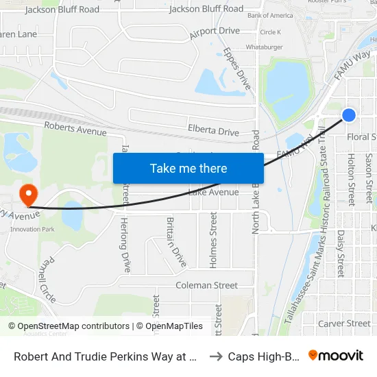Robert And Trudie Perkins Way at Disston St Wb to Caps High-Bay Lab map