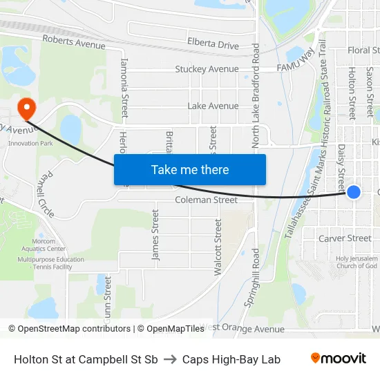 Holton St at Campbell St Sb to Caps High-Bay Lab map