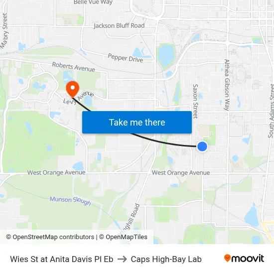 Wies St at Anita Davis Pl Eb to Caps High-Bay Lab map