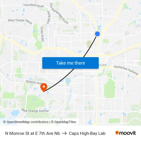 N Monroe St at E 7th Ave Nb to Caps High-Bay Lab map