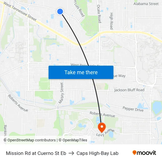 Mission Rd at Cuerno St Eb to Caps High-Bay Lab map
