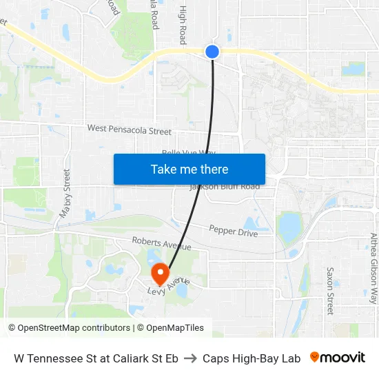 W Tennessee St at Caliark St Eb to Caps High-Bay Lab map